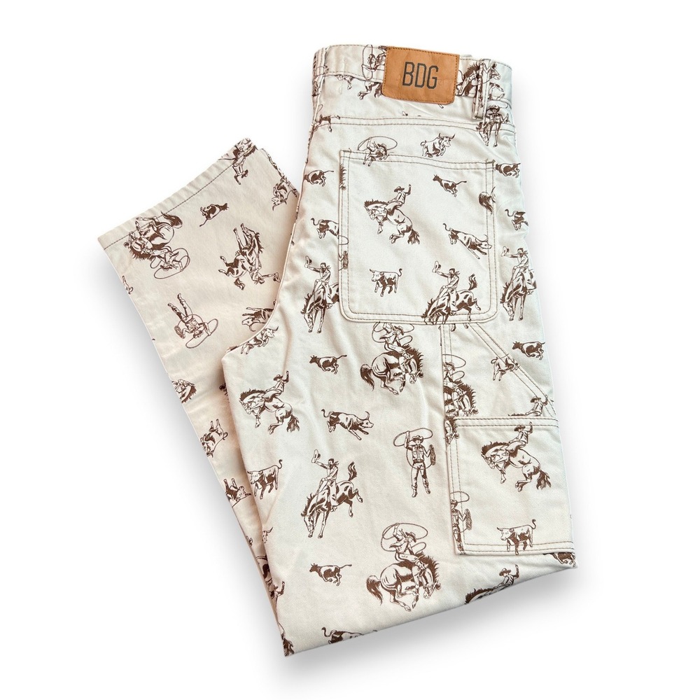 NWT BDG Vintage Slim Fit Carpenter Pants Men 32 Cream Brown Rodeo Cowboy Western